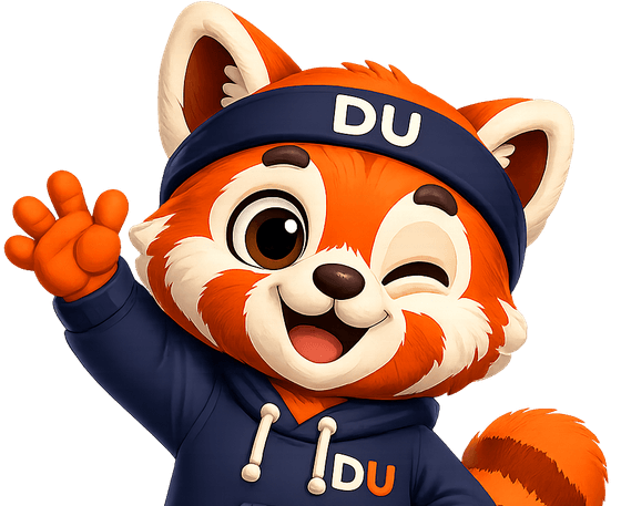 Braindu the red panda, waving hello